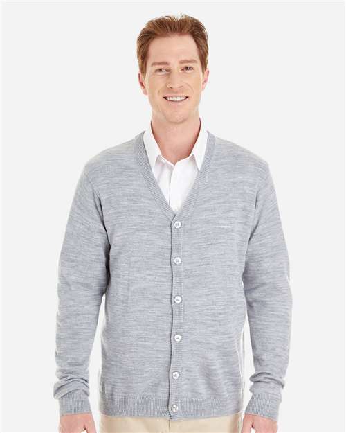 Harriton M425 Men's Pilbloc? V-Neck Button Cardigan Sweater - Front view
