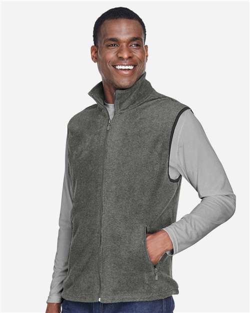Harriton M985 Unisex Fleece Full-Zip Vest - Side view