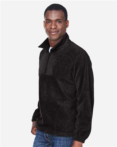 Harriton M980 Men's Fleece Quarter-Zip Pullover - Side view