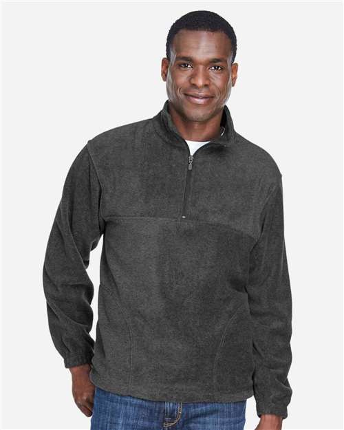 Harriton M980 Men's Fleece Quarter-Zip Pullover - Front view