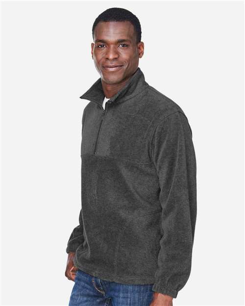 Harriton M980 Men's Fleece Quarter-Zip Pullover - Side view