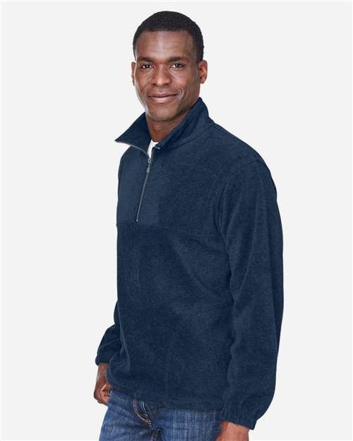 Harriton M980 Men's Fleece Quarter-Zip Pullover - Side view