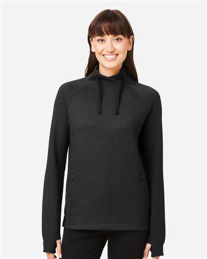 North End NE200W Women's Rhythm Waffle Cross-Neck Pullover - Front view