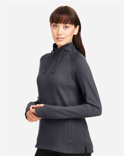 North End NE200W Women's Rhythm Waffle Cross-Neck Pullover - Side view