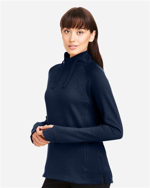 North End NE200W Women's Rhythm Waffle Cross-Neck Pullover - Side view