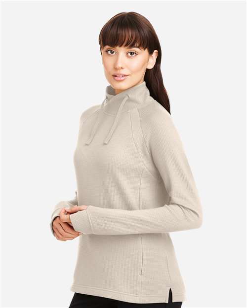 North End NE200W Women's Rhythm Waffle Cross-Neck Pullover - Side view