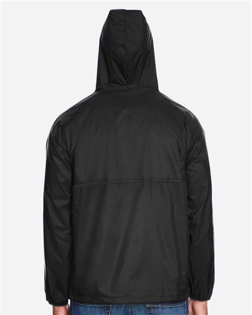 Harriton M750 Men's Packable Hooded Nylon Jacket - Back view