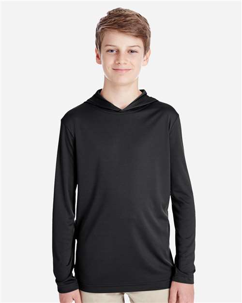 Team 365 TT41Y Youth Zone Performance Hooded Long Sleeve T-Shirt - Front view