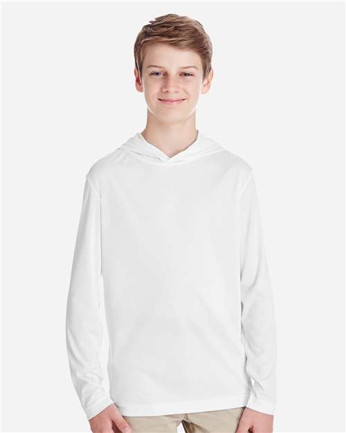 Team 365 TT41Y Youth Zone Performance Hooded Long Sleeve T-Shirt - Front view