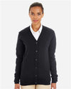 Harriton M425W Women's Pilbloc V-Neck Button Cardigan Sweater - Front view