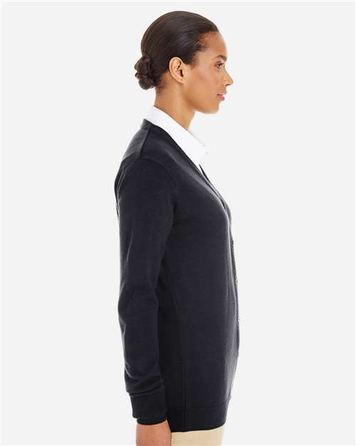 Harriton M425W Women's Pilbloc V-Neck Button Cardigan Sweater - Side view