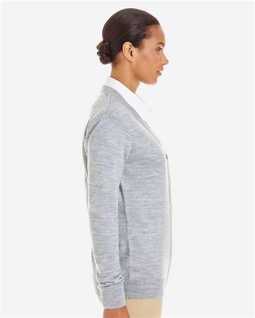 Harriton M425W Women's Pilbloc V-Neck Button Cardigan Sweater - Side view