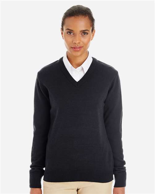 Harriton M420W Women's Pilbloc V-Neck Sweater - Front view