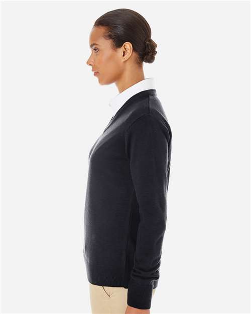 Harriton M420W Women's Pilbloc V-Neck Sweater - Side view