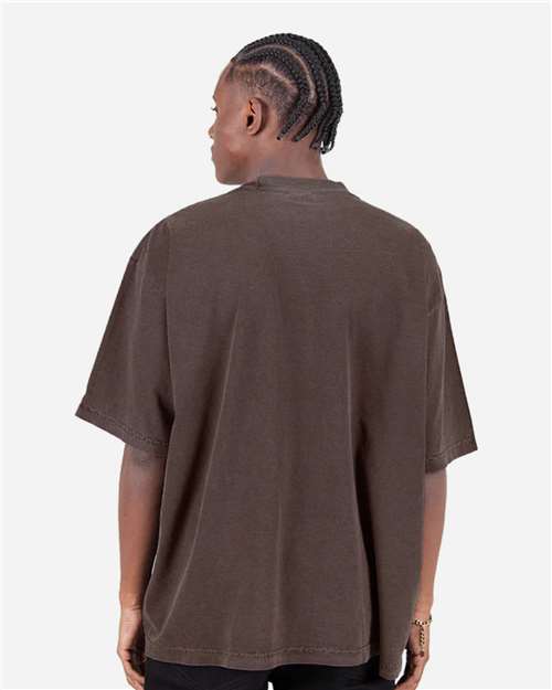 Shaka Wear SHGDD Unisex Max Heavyweight Garment-Dyed Drop Shoulder Tee - Back view