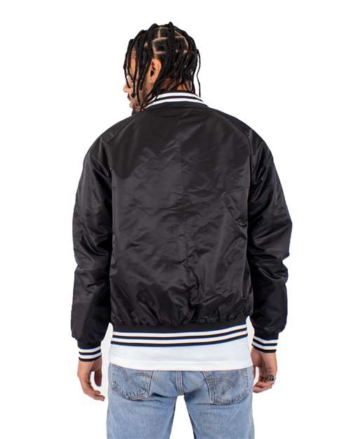 Shaka Wear SHVBJ Unisex Varsity Bomber Jacket - Back view