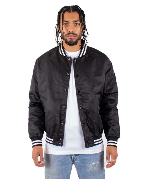 Shaka Wear SHVBJ Unisex Varsity Bomber Jacket - Front view