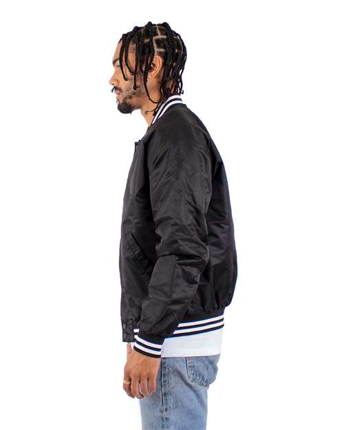 Shaka Wear SHVBJ Unisex Varsity Bomber Jacket - Side view