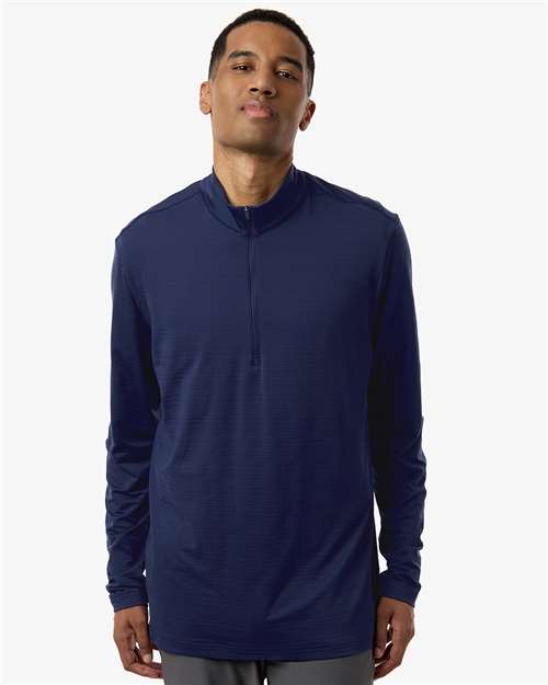 Adidas A708 Men's Textured Stripe Quarter-Zip Pullover - Front view