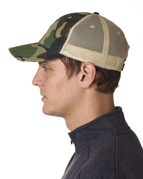 Adams Headwear OL102 Ollie Distressed Trucker Cap - Side view