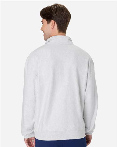 Hanes OG900 Unisex Beefy? Sweats Premium Heavyweight Quarter-Zip Sweatshirt - Back view
