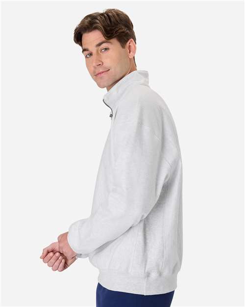 Hanes OG900 Unisex Beefy? Sweats Premium Heavyweight Quarter-Zip Sweatshirt - Side view