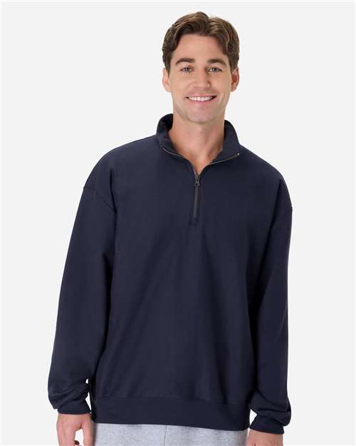Hanes OG900 Unisex Beefy? Sweats Premium Heavyweight Quarter-Zip Sweatshirt - Front view