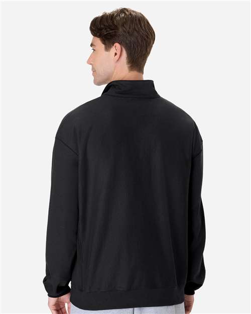Hanes OG900 Unisex Beefy? Sweats Premium Heavyweight Quarter-Zip Sweatshirt - Back view
