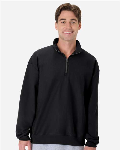Hanes OG900 Unisex Beefy? Sweats Premium Heavyweight Quarter-Zip Sweatshirt - Front view