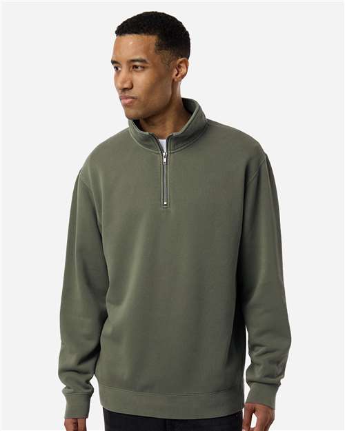 Independent Trading Co. PRM4600QZ Unisex Pigment-Dyed Quarter-Zip Pullover - Front view