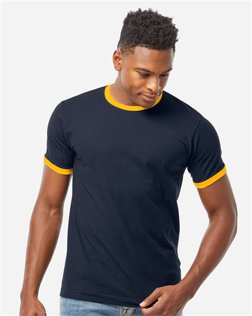 Tultex 246 Unisex Fine Jersey Ringer T-Shirt - Front view