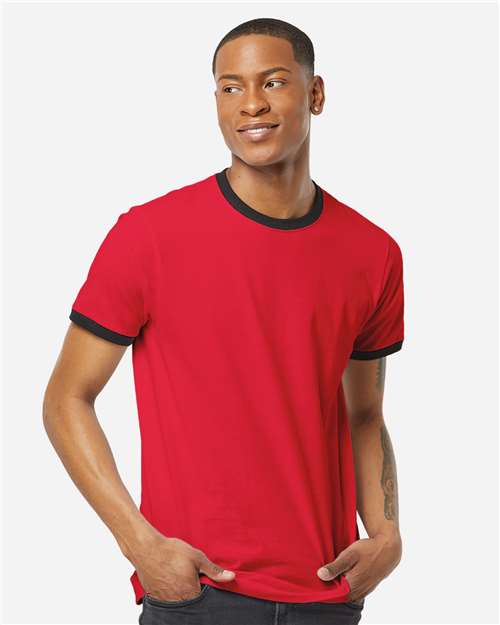 Tultex 246 Unisex Fine Jersey Ringer T-Shirt - Front view