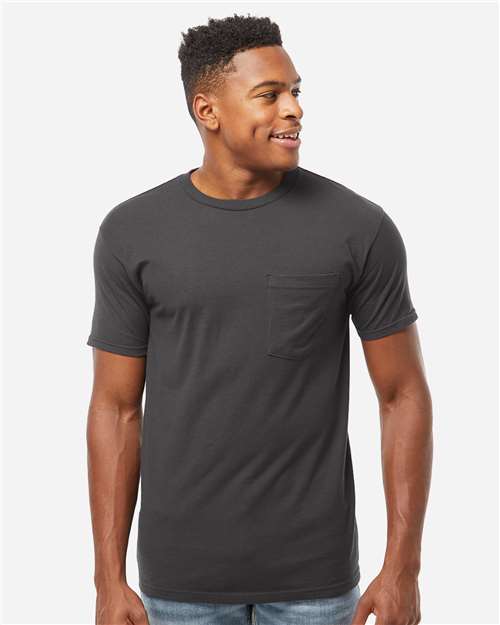 Tultex 293 Unisex Heavyweight Jersey Pocket T-Shirt - Front view