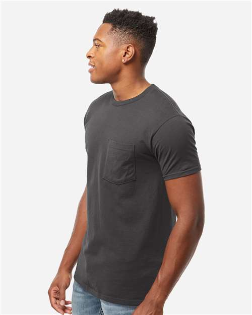 Tultex 293 Unisex Heavyweight Jersey Pocket T-Shirt - Side view