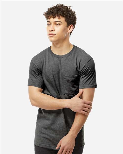 Tultex 293 Unisex Heavyweight Jersey Pocket T-Shirt - Front view