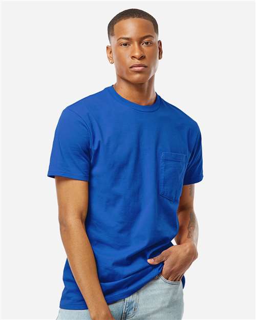 Tultex 293 Unisex Heavyweight Jersey Pocket T-Shirt - Front view