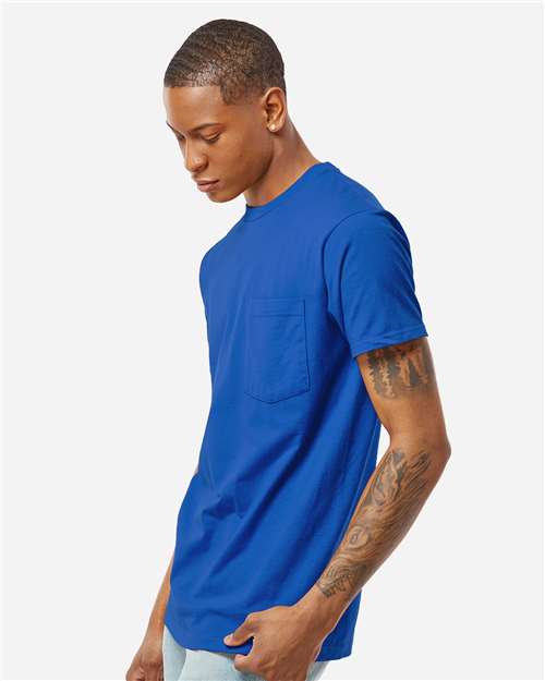 Tultex 293 Unisex Heavyweight Jersey Pocket T-Shirt - Side view