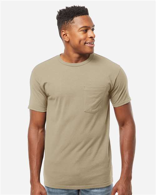 Tultex 293 Unisex Heavyweight Jersey Pocket T-Shirt - Front view