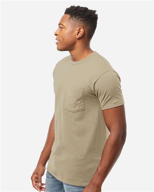 Tultex 293 Unisex Heavyweight Jersey Pocket T-Shirt - Side view