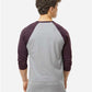 Tultex 245 Unisex Fine Jersey Raglan T-Shirt - Back view