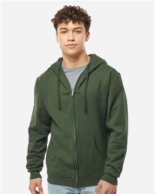 Tultex 331 Unisex Full-Zip Hooded Sweatshirt - Front view