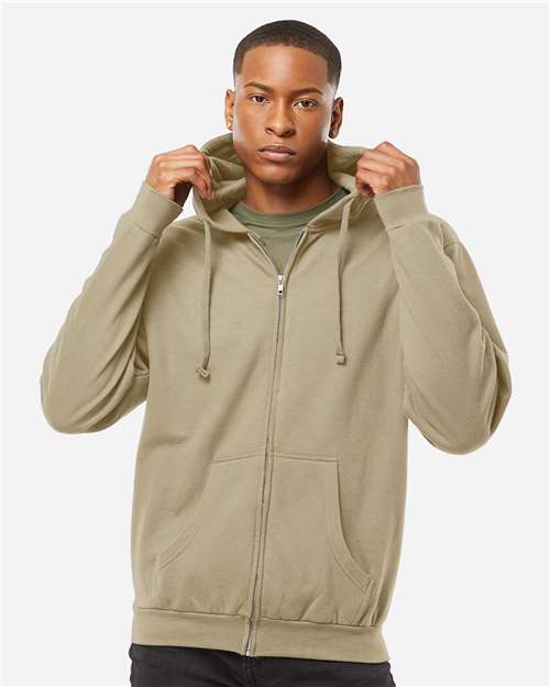 Tultex 331 Unisex Full-Zip Hooded Sweatshirt - Front view