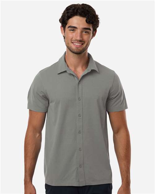 AllPro 41SPSS Men's Pro-Flex Sorona? Button Down Short Sleeve Shirt - Front view