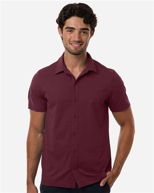 AllPro 41SPSS Men's Pro-Flex Sorona? Button Down Short Sleeve Shirt - Front view