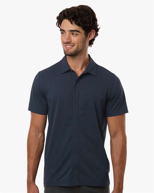 AllPro 41SPSS Men's Pro-Flex Sorona? Button Down Short Sleeve Shirt - Front view