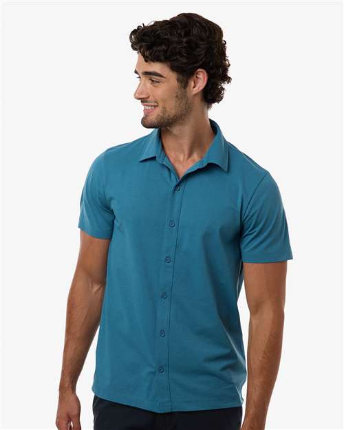 AllPro 41SPSS Men's Pro-Flex Sorona? Button Down Short Sleeve Shirt - Front view