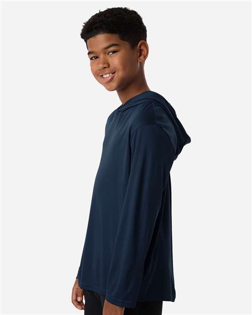 AllPro 48510Y Youth Pro-Lock Performance Hooded Long Sleeve T-Shirt - Side view