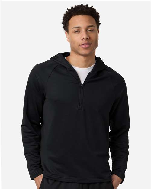 Team 365 TT200 Men's Qualify Quarter-Zip Hooded Pullover - Front view
