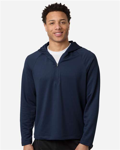 Team 365 TT200 Men's Qualify Quarter-Zip Hooded Pullover - Front view