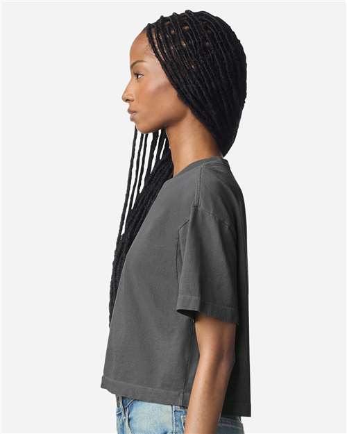 American Apparel 1302GD Women's Heavyweight Cotton Garment-Dyed Boxy Cropped Tee - Side view